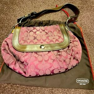 Purple coach signature shoulder bag. Gently used.